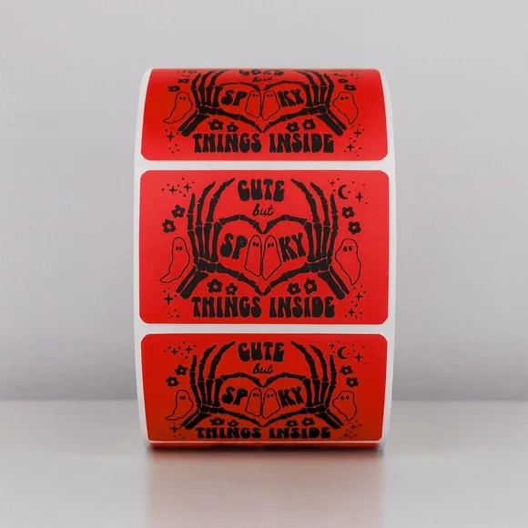 100 Cute But Spooky Stickers Roll 2x1 inch – Halloween Packaging Labels - Picture 5 of 5